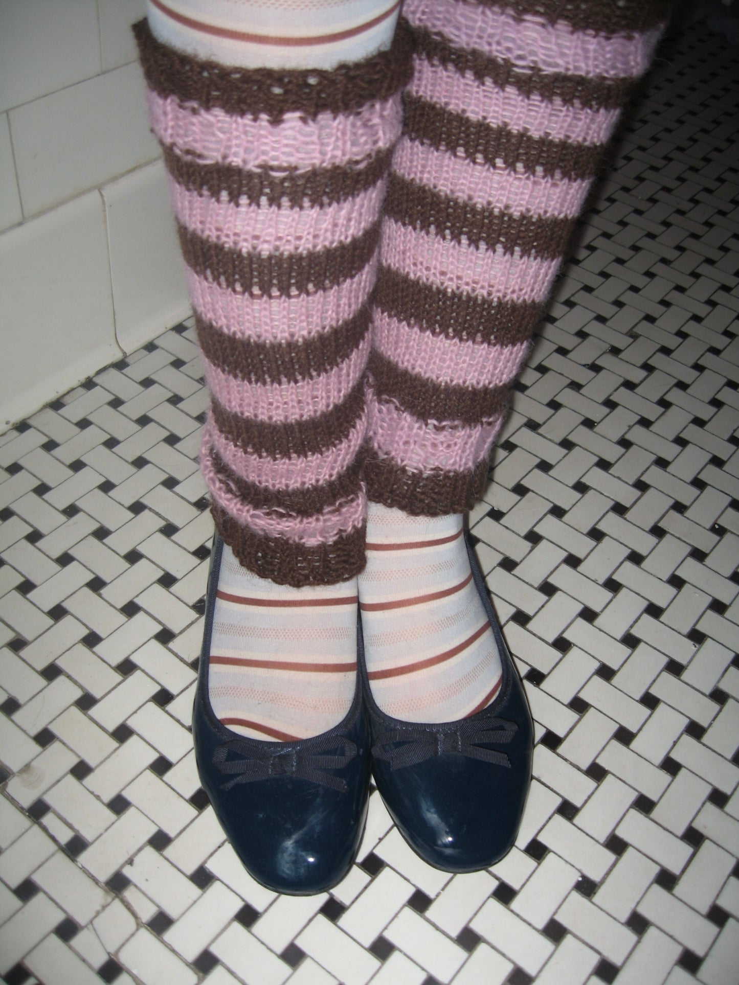 chocolate + pink leg warmers
