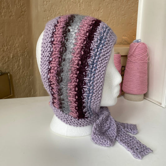 multicolor knit bonnet